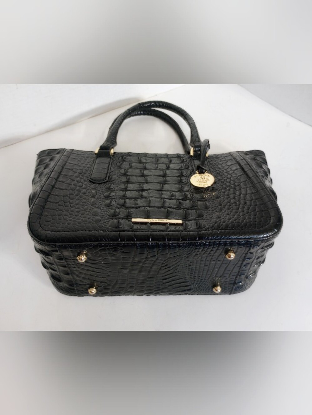 NEW Brahmin Small Ashlee Black Melbourne Croc Embossed Leather Crossbody Satchel - Picture 10 of 14